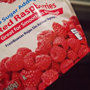 I didn't have any fresh fruit (or fake for that matter) on hand so my smoothie raspberries would just have to be good enough.